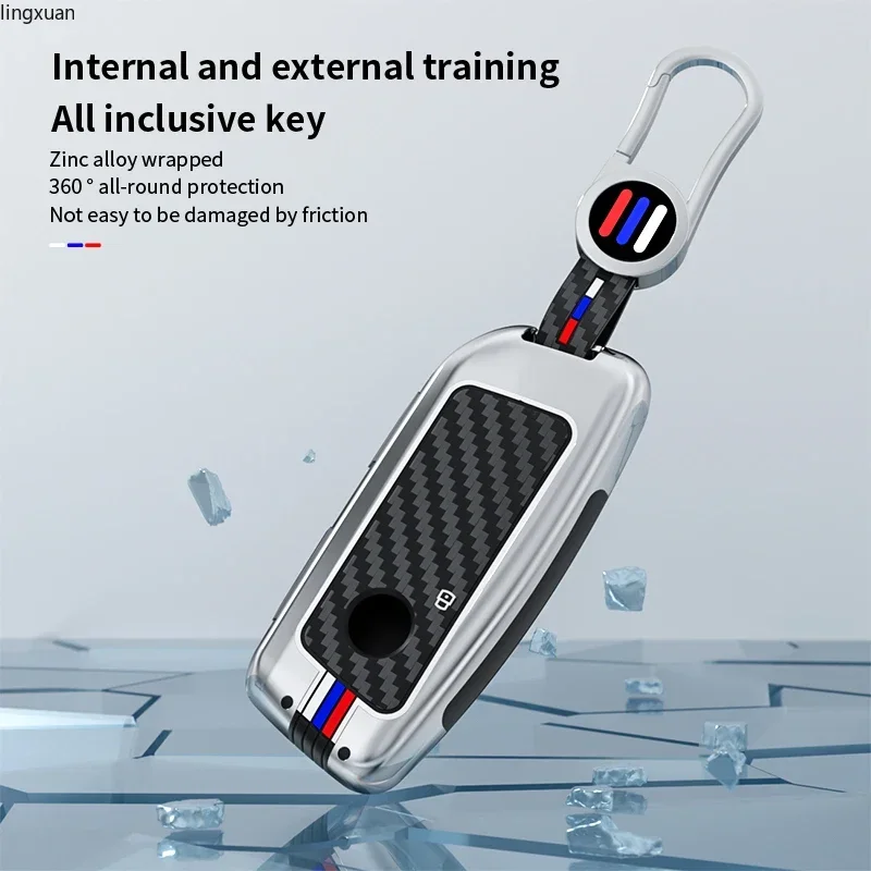 

Alloy Car Key Case Cover Shell Fob For BMW i7 X7 G07 LCI iX I20 X1 U11 7 Series G70 G09 XM U06 G81 M3 2023 Protector Keyless