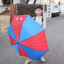 Avengers Anime Figures Automatic Umbrella Spider Man Manual Sunny and Rain Dual-Use Portable Folding Sun Umbrella Gift
