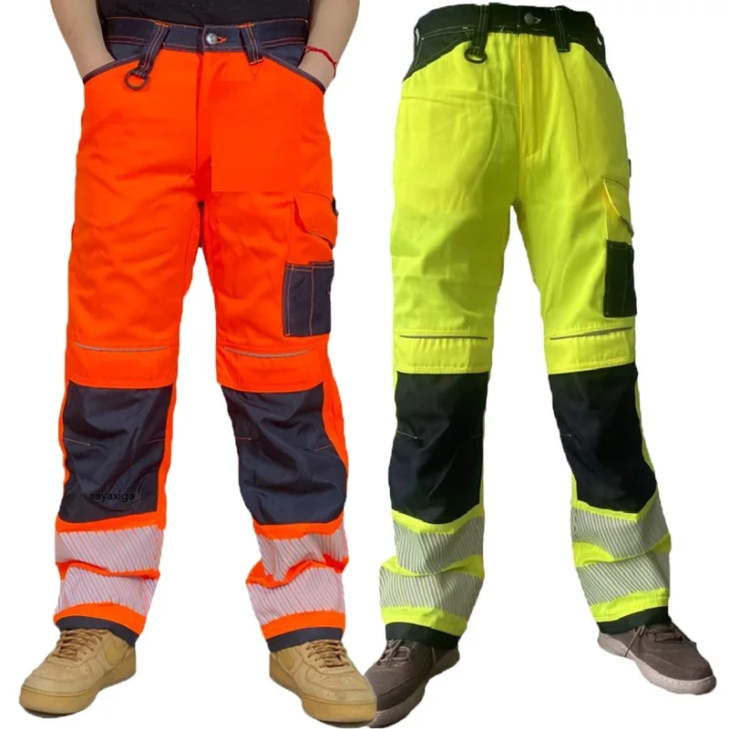 Night Reflective Strips Wear-resistant Dirt Resistant Overalls Multi Pockets Overalls Pants Cargo Pants Hi Vis Working Pants 4xl