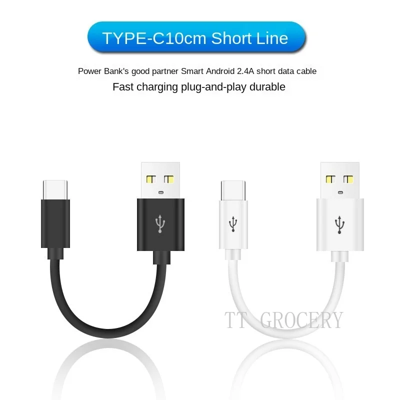 Kabel Pendek USB Tipe C 10Cm untuk Samsung Galaxy S9 Note 8 9 USB 3.0 Tipe-c USB C 2A Kabel Data Pengisi Daya Cepat Huawei P10 P40 Pro