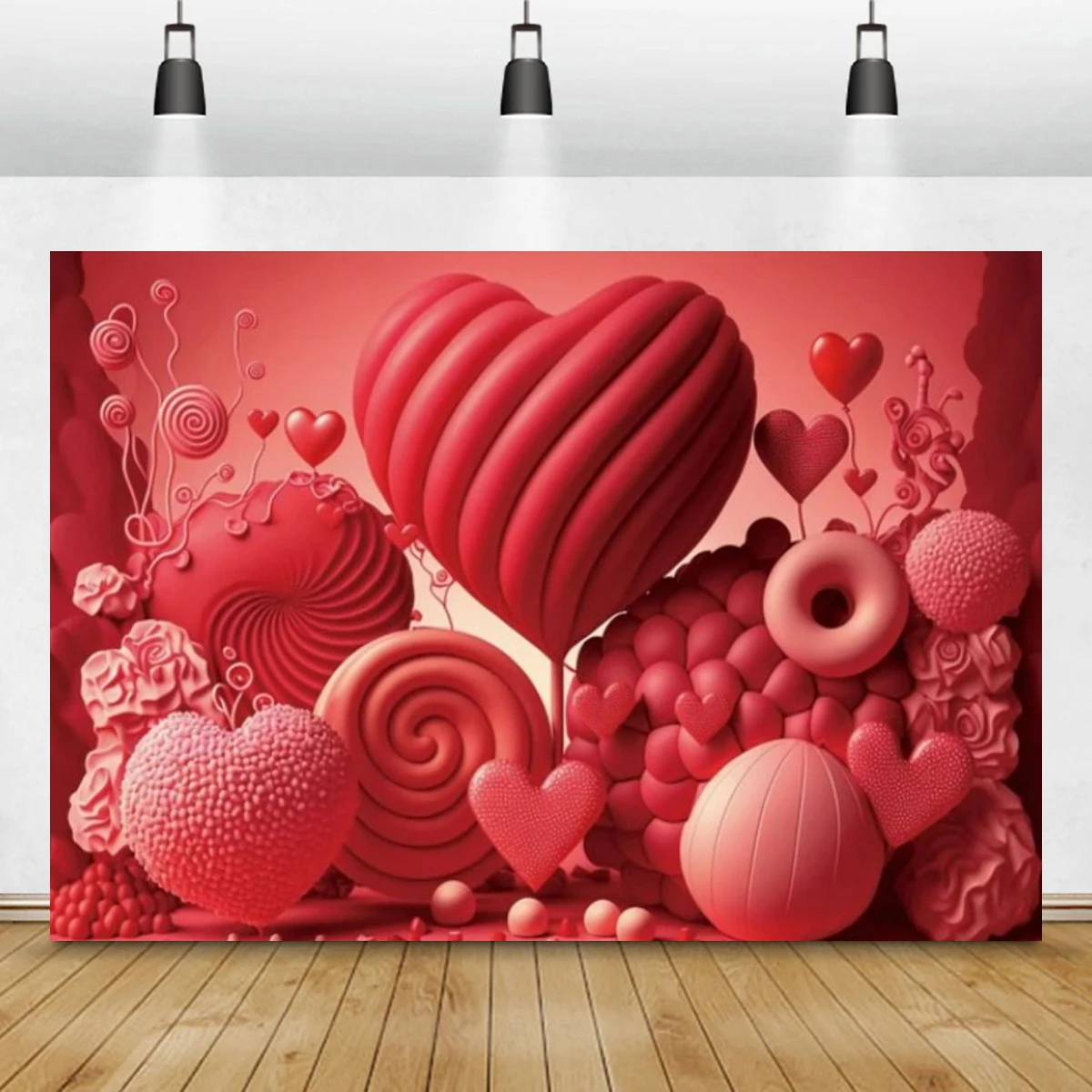 3D Heart Balloons Backdrop Valentine's Day Background Wedding Engagement Anniversary Wall Decoration Welcome Banner Photography