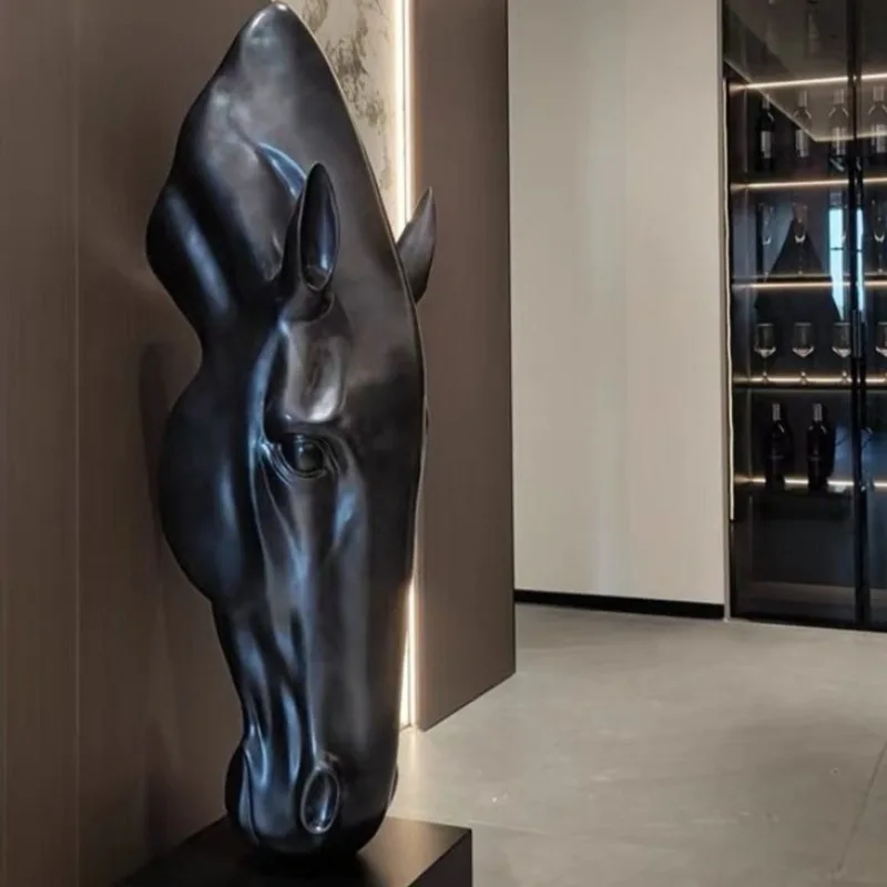 Modern Abstract Style Sculpture Horse Head Shape Statue Fiberglass Material Statues Multifunctional Indoor Home Decoration Craft