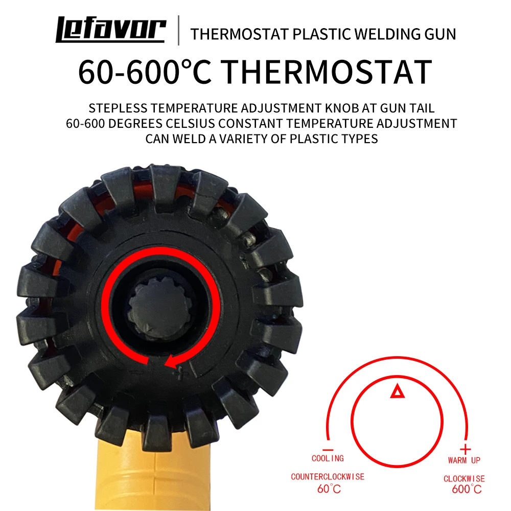 750/1000W Plastic Repair Hot Air Gun Heat Gun Adjustable Temperature Welding Gun Auto Plastic Pipe Welding Repair Tool 100-600C