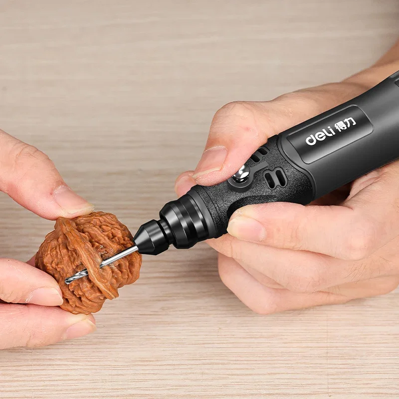 DELI Mini Electric Drill USB Wireless Mini Handheld Drill Rotary Tool Woodworking Engraving Pen Tools for Jewelry Metal Glass