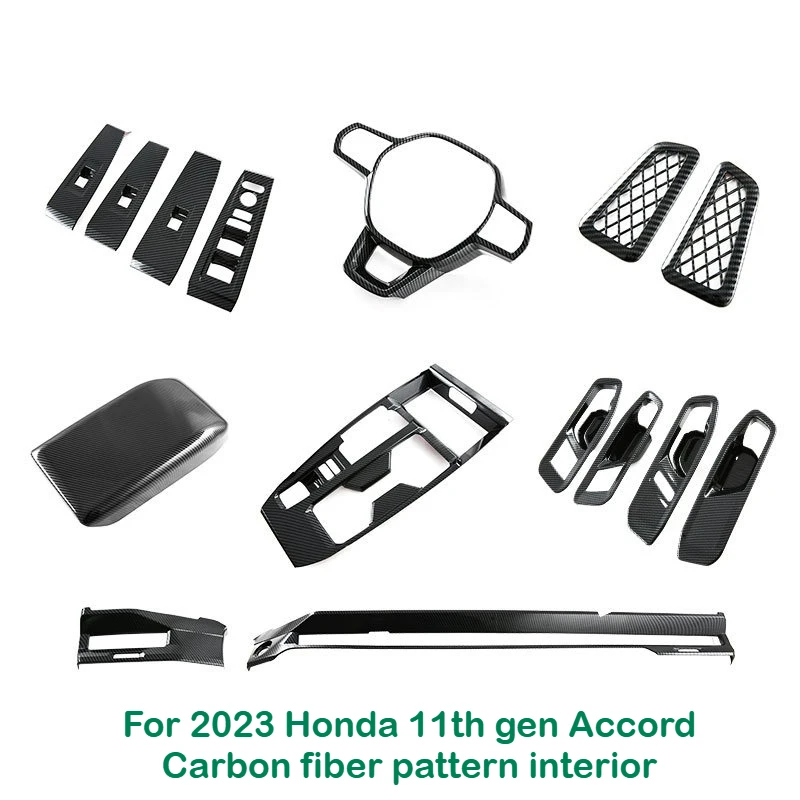 

For 2023 Honda 11th gen Accord central control water cup gear frame lift panel trend trim carbon fiber pattern car interior