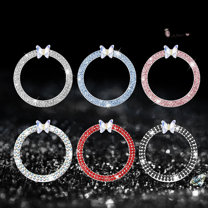 

Роскошный бант-бабочка со стразами, автомобильный двигатель, запуск, стоп, кольцо зажигания, металлический декоративный аксессуар для женского интерьера автомобиля