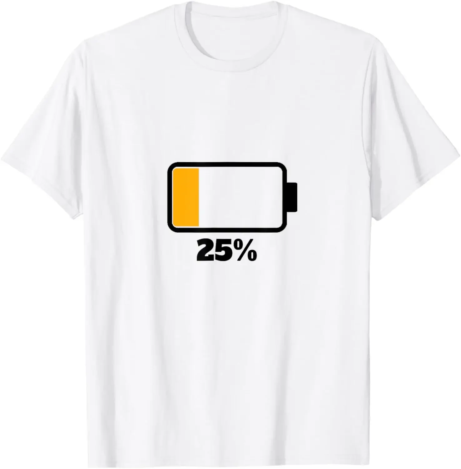 Battery 25% Shirt Remaining Battery Dead Shirt Battery Low T-Shirts Custom Printed Graphic Mens T Shirt Funny Tops Camiseta