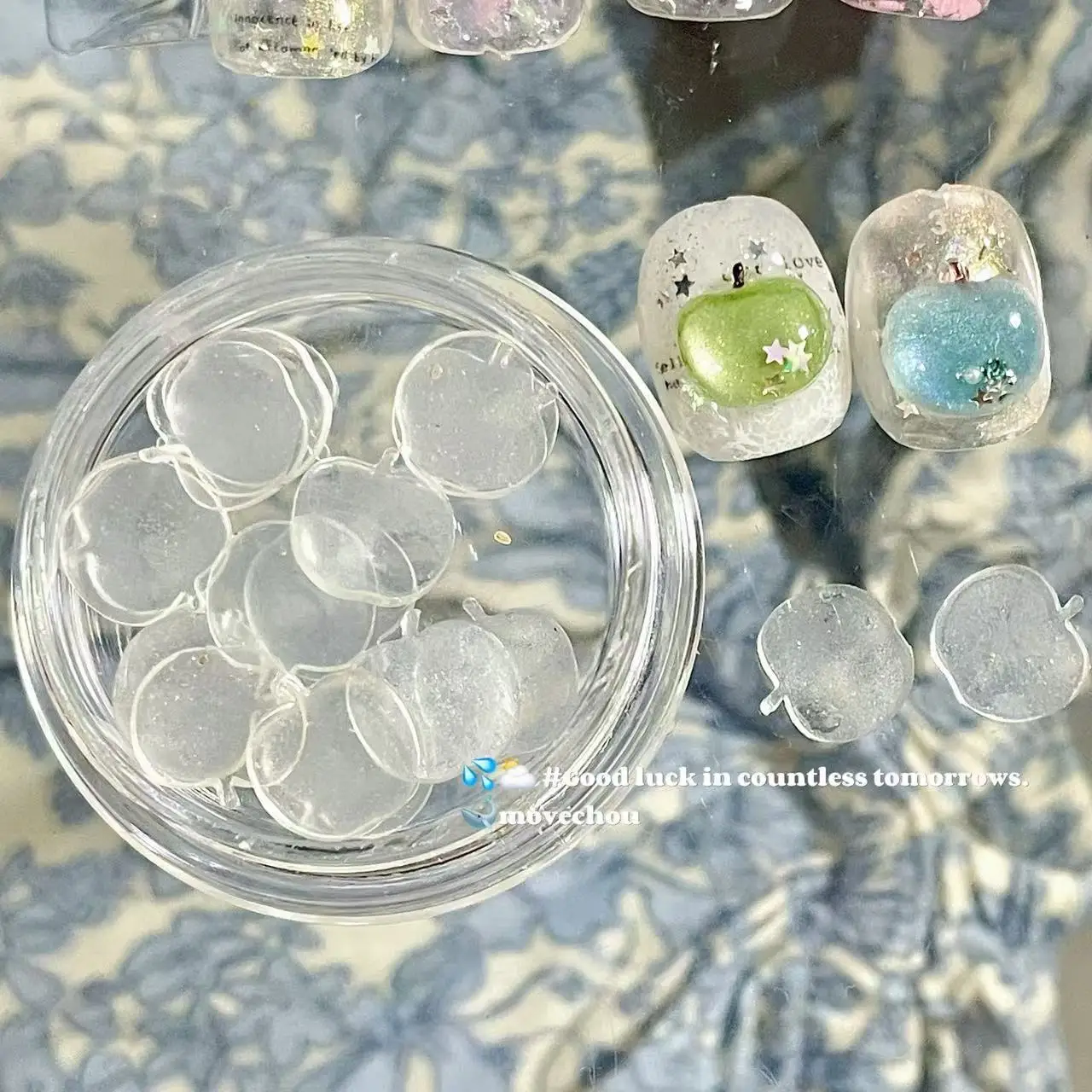 Estilo coreano arte do prego jóias pérola zircão lantejoulas transferência da arte do prego adesivo decorações da arte do prego