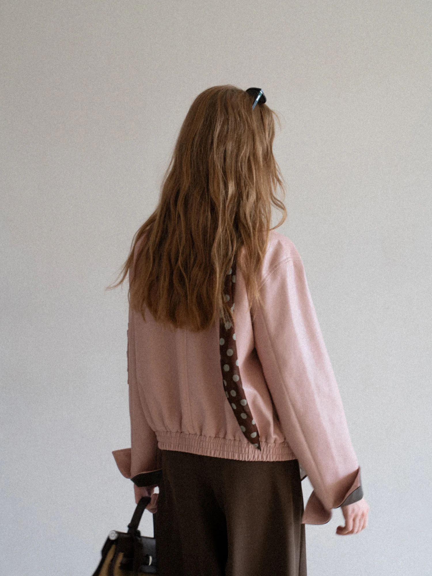 Jaqueta Retro de Couro Rosa com Corte Solto para Mulheres, Moda Colorida Blo, Y50953864, Couro PU, Manga Longa com Zíper