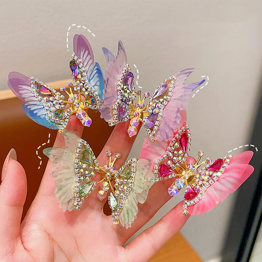 Colorful Shiny Dancing Butterfly Hair Clips for Kids Can Move Wings Butterfly Princess Hairpin Girls Hair Accessories Gifts