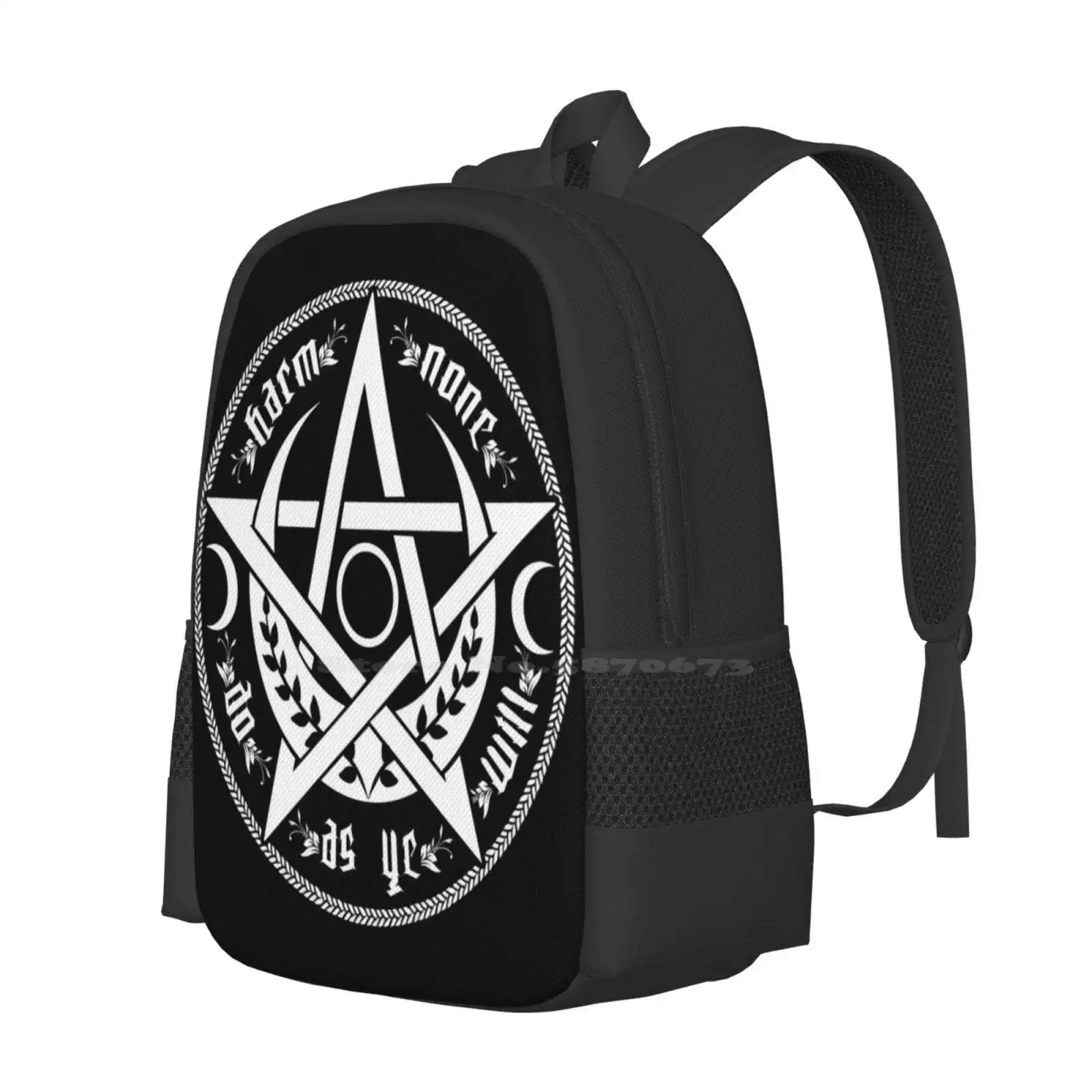 Do As Ye Will - Rede Fashion Pattern Design Travel Laptop School Backpack Bag Pentagram Pentacle Pagan Wiccan Hecate Triple