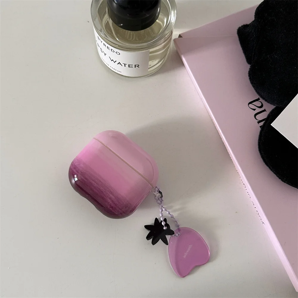 Gradient Pink purple Cute Headphone Case For Airpods Pro 2 4 3 Cover TPU Silicone Headset Charging Case For Airpod 4 Generation - view 3