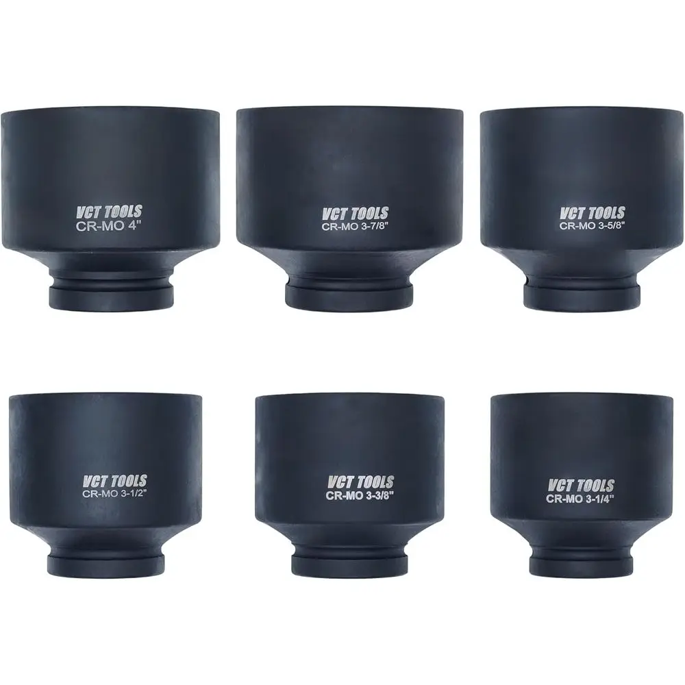 

6-Piece Heavy-Duty Impact Socket Set, 6-Point SAE, 3-1/4 to 4