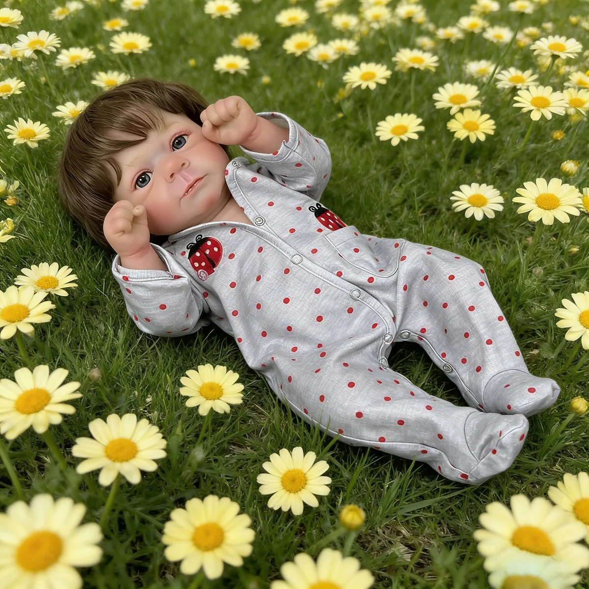 

45cm Hand Rooted Hair Reborn Felicia Baby Doll, Cotton Body/Vinyl Girl Body, Lifelike Realistic Reborn Doll Ideal Gift for Kids