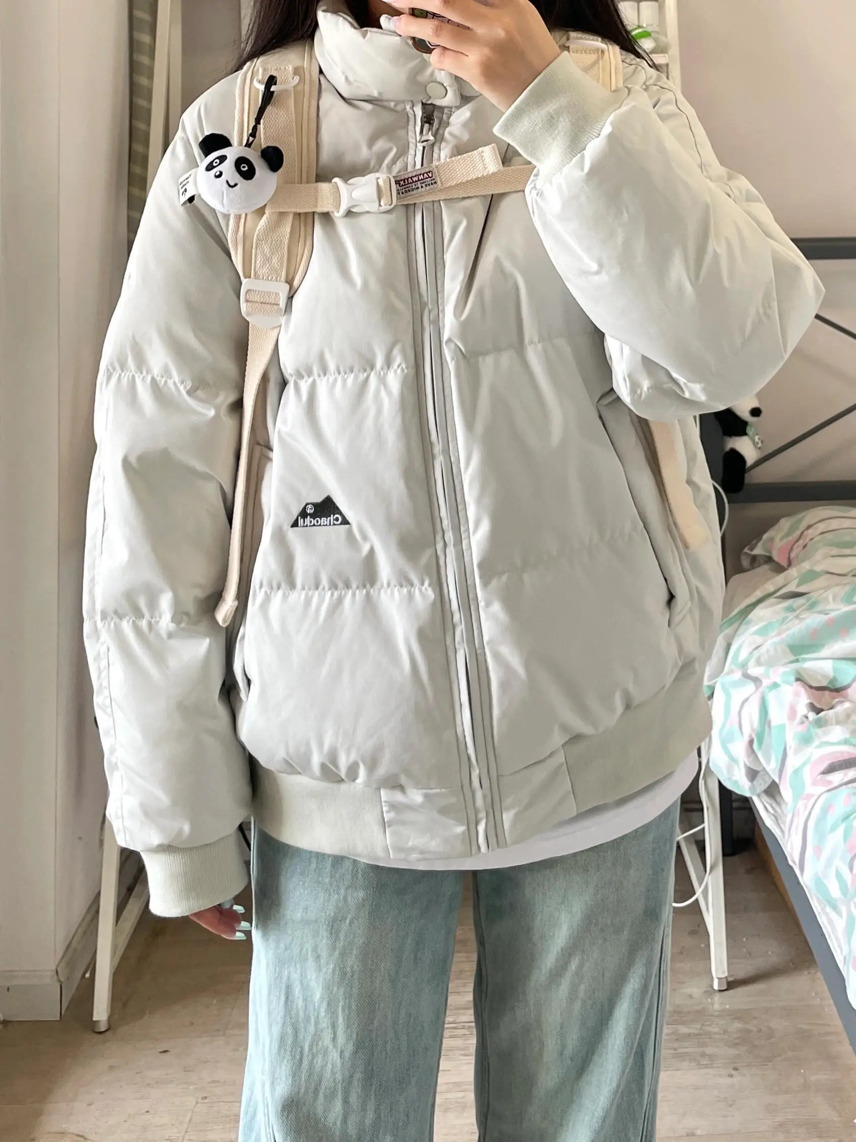 

Korean Sle Loose Stand Collar Thiened Cotton Jaet Women's Winter Coat Warm Bread Sle Student Zipper Long Sve Coat