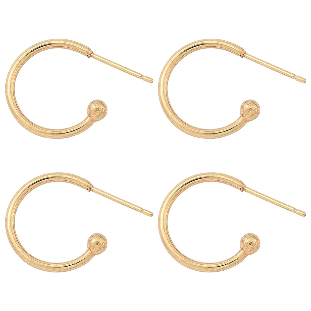 1 Box 30Pcs Half Hoop Earring Findings 18K Gold Plated Open Round Circle Stud Post Findings for Jewelry Making Supplies