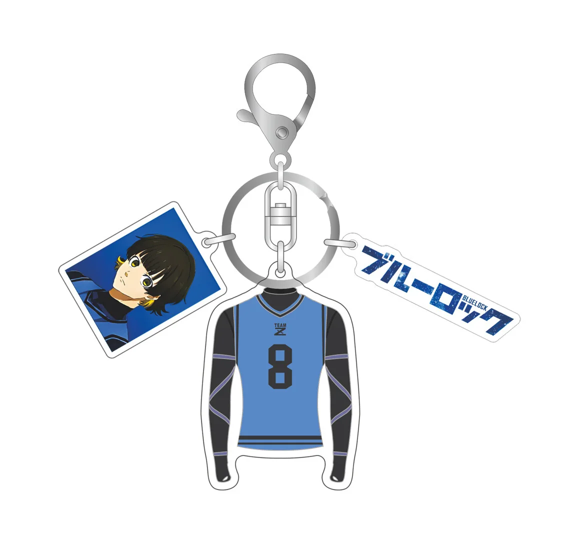 6CM BLUE LOCK Anime Figure Cosplay Jersey Style Acrylic Keychains New Creative Series Figure Bag Pendant Keyrings Toys Fans Gift