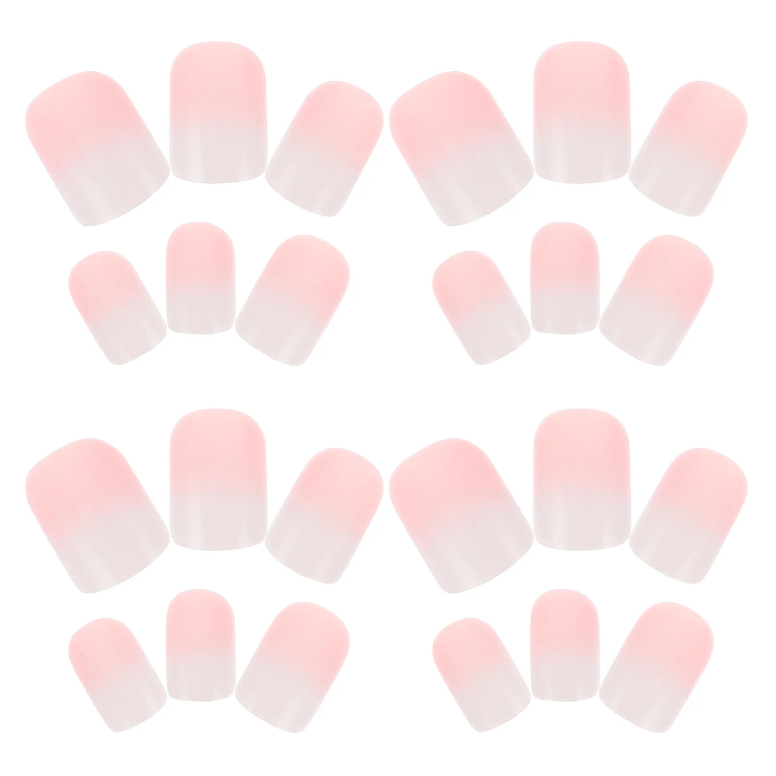 24 szt. 6 Zestawów Paznokci Sztucznych Krótkie Kwadratowe Pełne Pokrycie Różowy Gradient Sztuczne Paznokcie Dla Kobiet Manicure Ślubne Przedłużanie Paznokci Na Imprezę