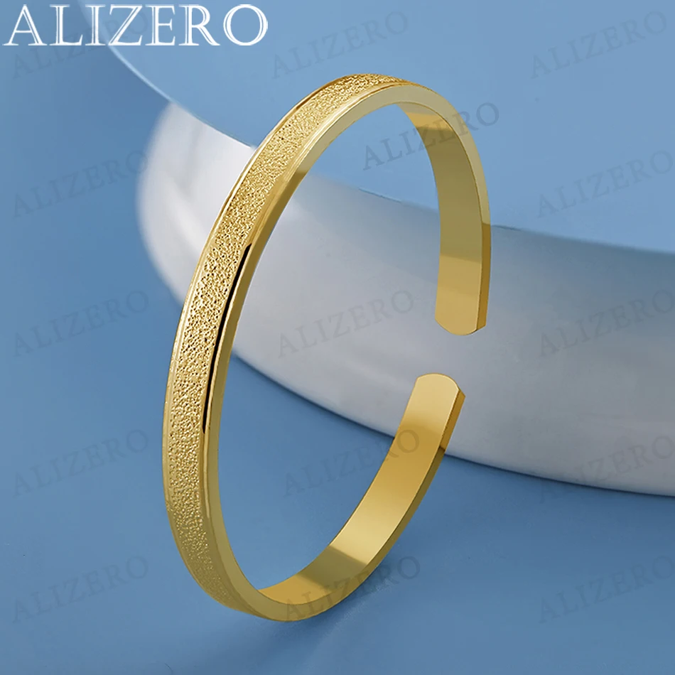 

ALIZERO 18K Gold Frosted Star River Bangles Bracelets For Women Wedding Engagement Birthday Party Gifts Fashion Jewelry