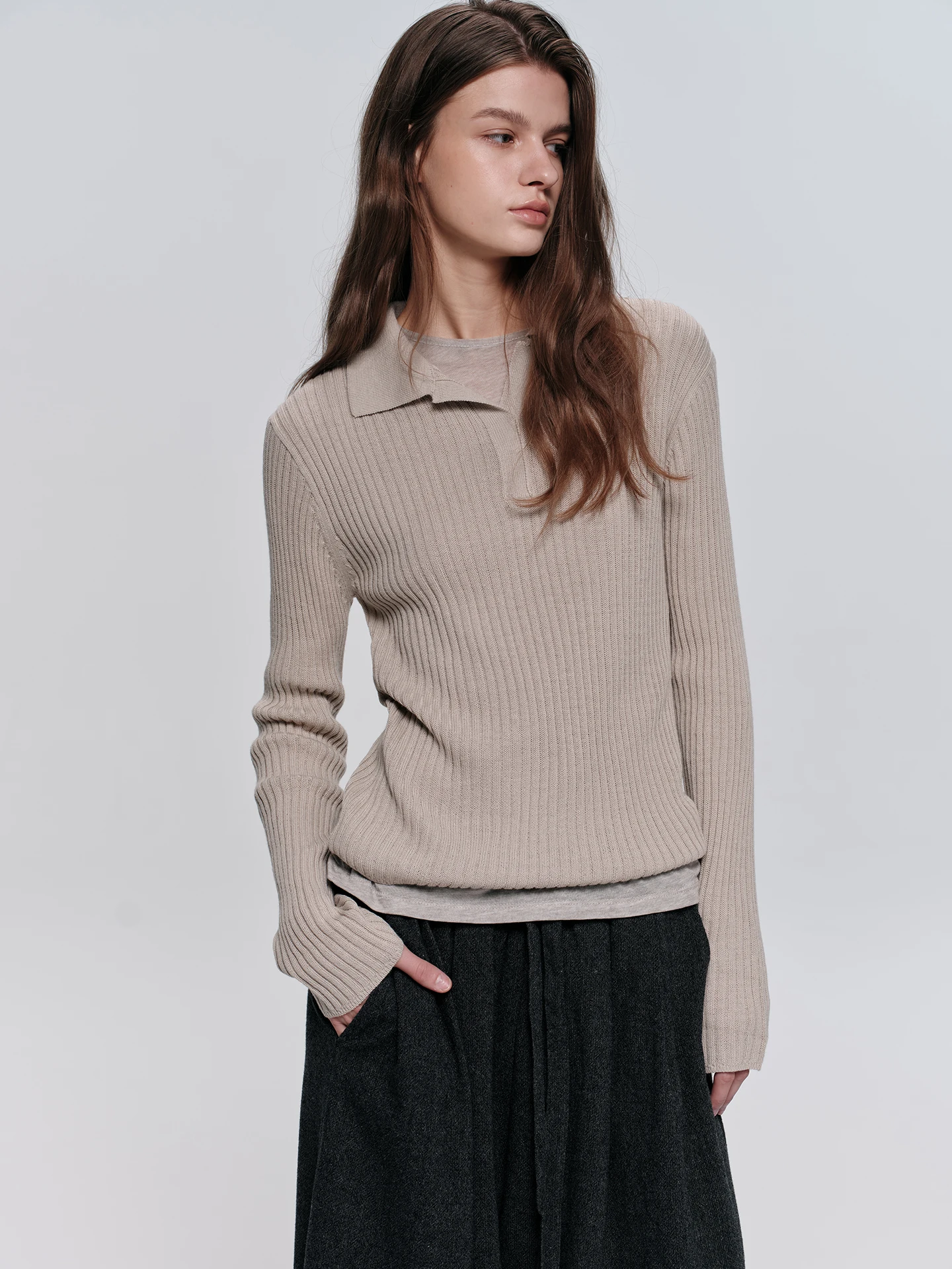 

Goffrid Simple Sle Wool Blend Ne Knitted Sweater Base Layer Multi-Color Inner Wear Top Women's Loose Fit Long Sve