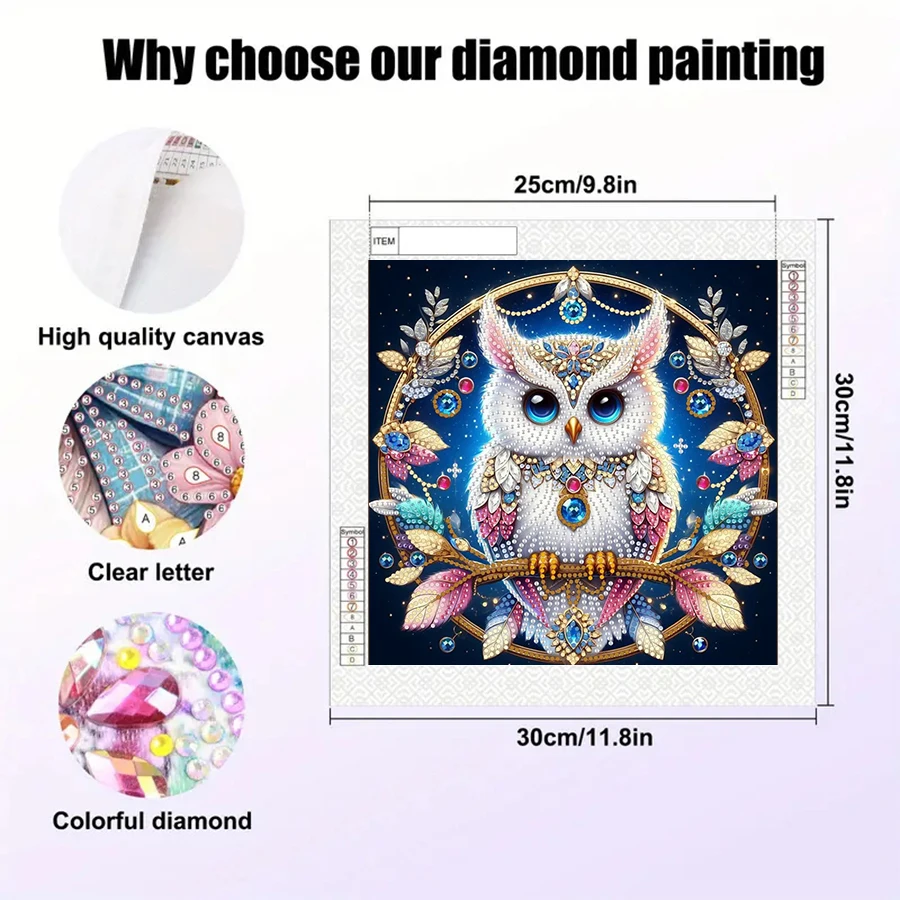 5D DIY Special-Shaped Diamond Painting Animal Owl Crystal Mosaic Diamond Painting Embroidery Kit Home Decoration Painting view 4