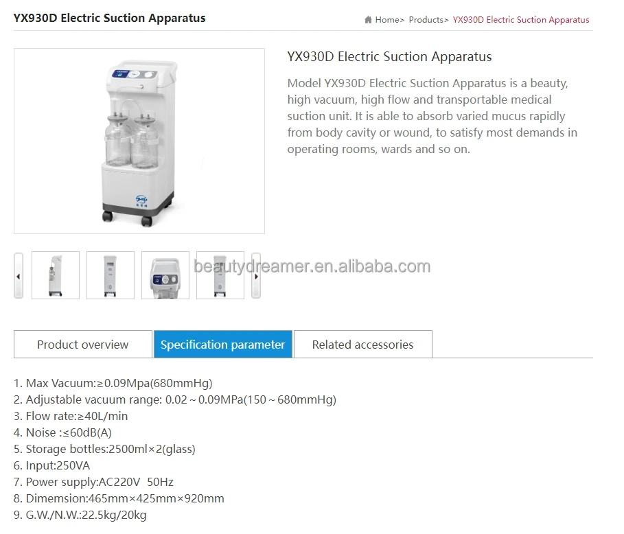 YX932D Medische Chirurgische Elektrische Aspirator Liposuctiepomp voor Liposuctie Buikchirurgie