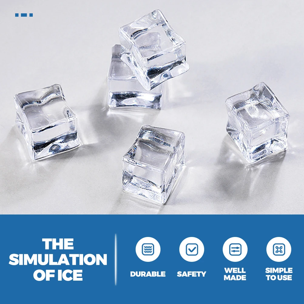 

100 Pcs Simulated Ice Cube Clear Decorative Acrylic Fake Ice Cubes Vase Filler Craft DIY Food Photography Table Display