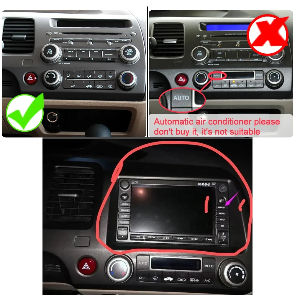 Android 13 For Honda Civic 2006-2011 9.7 inch 7862 CPU Car Video Multimedia Player GPS Navigation Display  No 2din DVD 5G Wifi