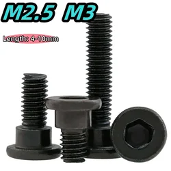 12.9 Grade High-strength Carbon Steel Hexagonal Flat Head Step Screw, Black with Shoulders Screw, Step Positioning Bolt M2.5M3