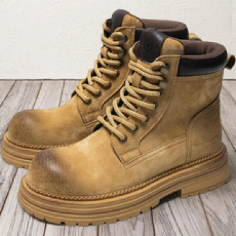 

Genuine Leather High Top Desert Boots Thi Bot Boots for Men Casual Ort Boot Rubber Outsole Wear Resistant