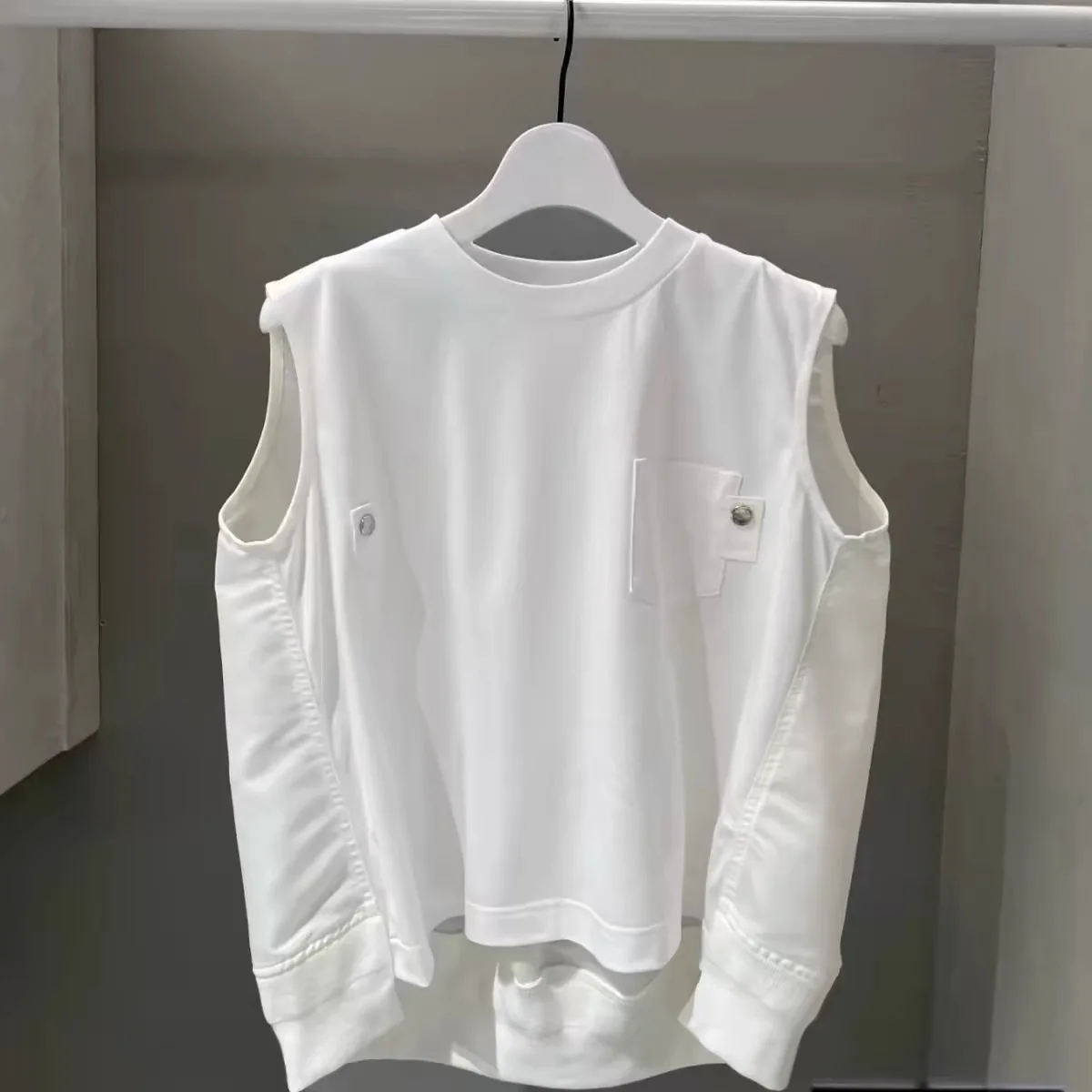 2025 new women's vest simple halting solid color sleeveless round neck top tide vest for women