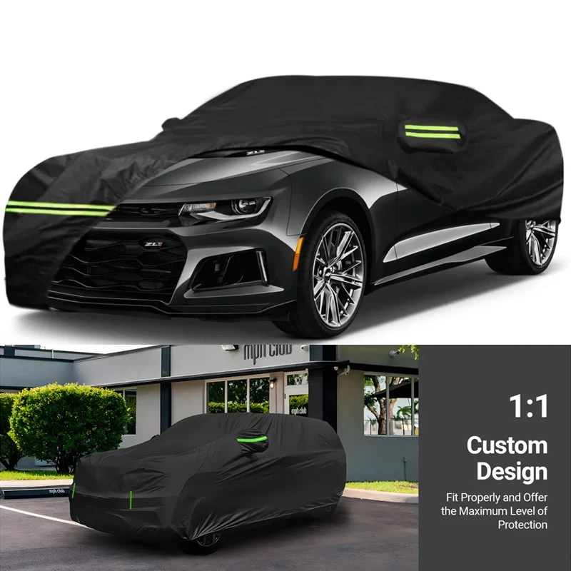 

Waterproof Car Cover For 2010-2023 Chevy Camaro with Door Zipper for Sun Rain Snow UV Dust Protection Indoor and Outdoor Use