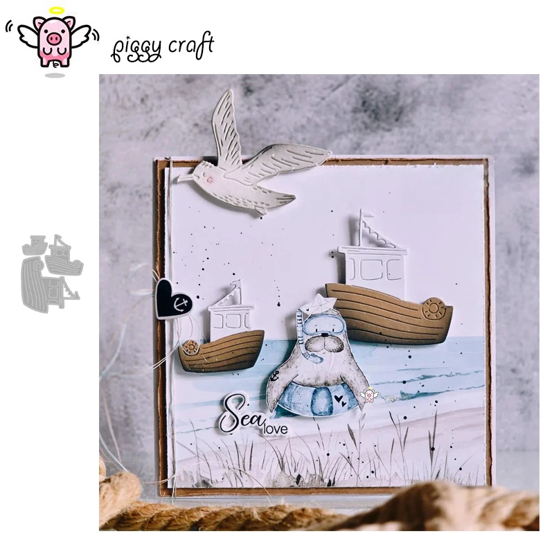 

Piggy Craft металлические штампы для резки, форма для резки, рыболовный корабль, скрапбук, нож для рукоделия, форма, лезвие, трафареты, штампы