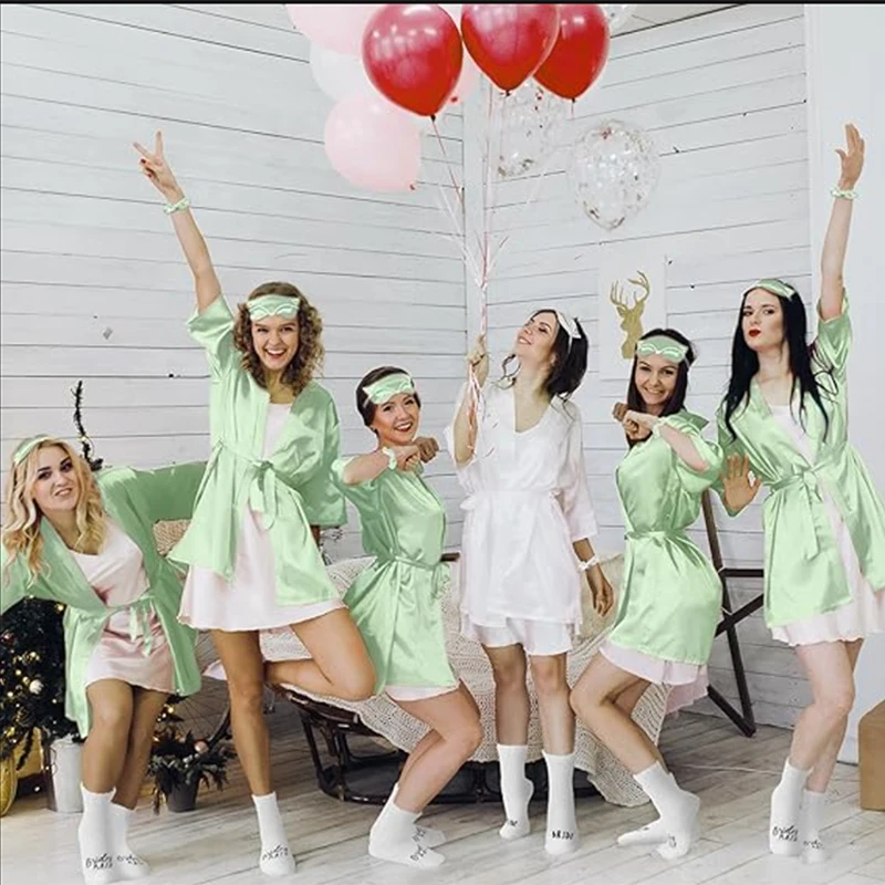 

5-18 шт., свадебный халат для невесты, халат, атласное кимоно, банный халат для женщин, свадебный душ, девичник, девичник