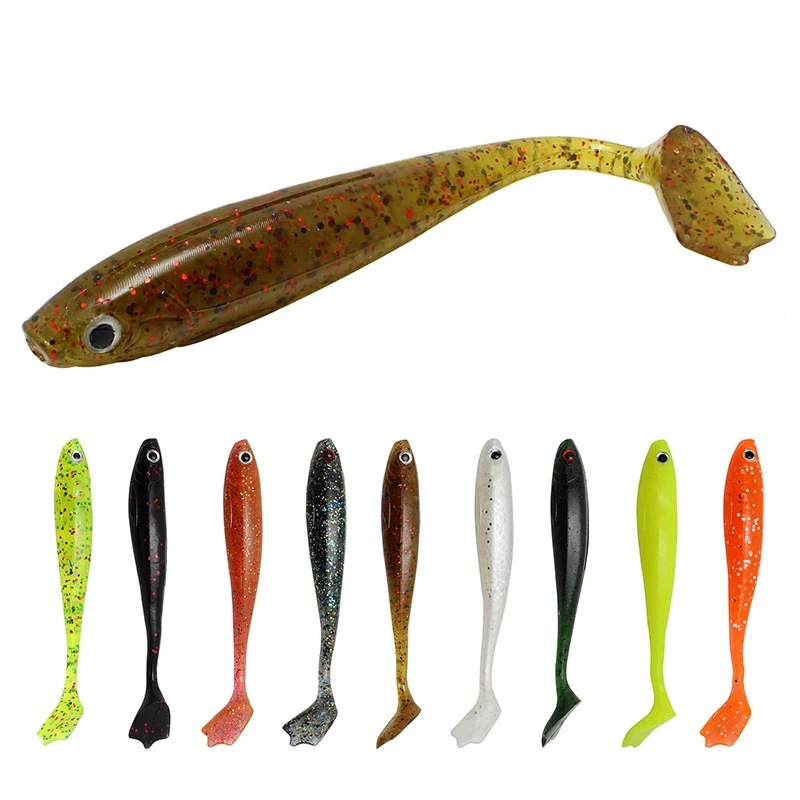 

Soft Silicone Lure Rubber 5PCS T Tail Artificial Fake Bait Suit For Fishing Baits Shad Wobblers salt Smell Swimbait