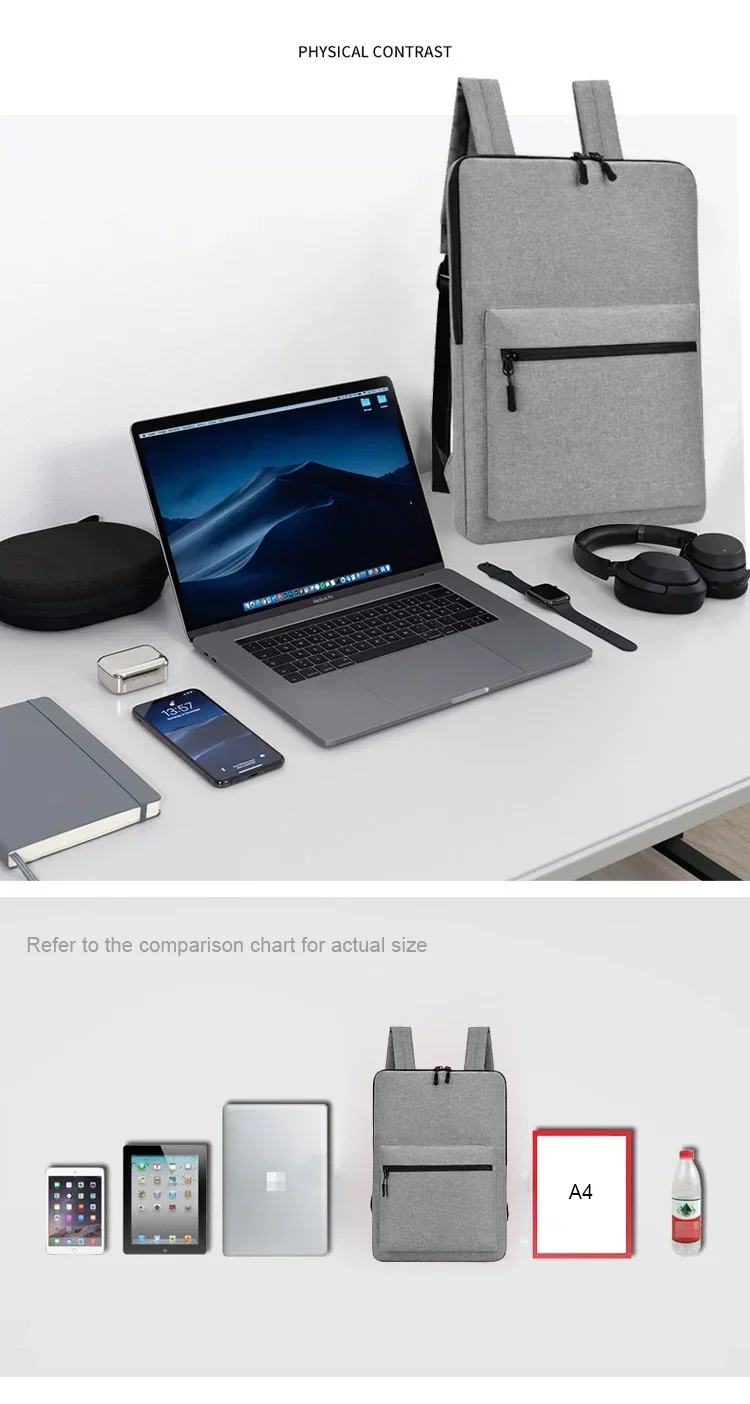 Minimalist Ultra Slim Laptop Backpack 15.6 Inch Waterproof Business Work Bags Thin Computer Back Pack Bag for Men Work Sac Homme