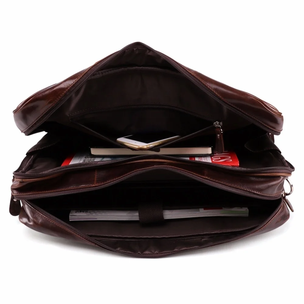 Herren Aktentasche Echt leder Umhängetaschen Reise Laptop Tasche Handtaschen Business Computer