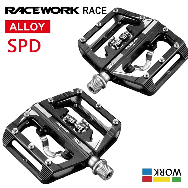 

RACEWORK MTB педаль без зажимов для Shimano SPD syetem горный велосипед педали без зажимов самоблокирующиеся алюминиевые педали счетчика с шипами