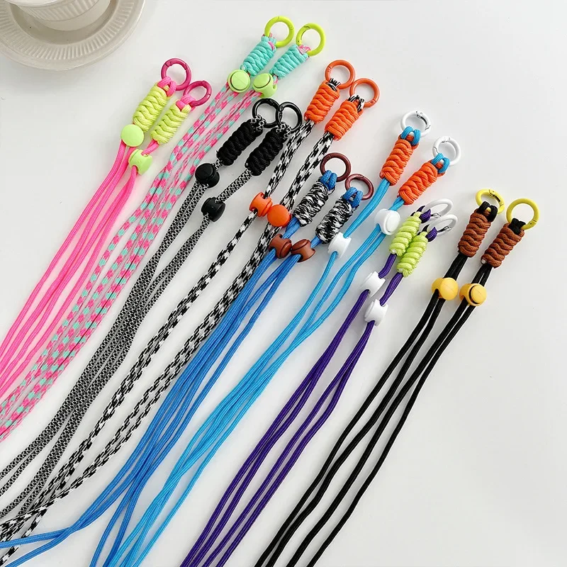 5 Piece Lanyard Slanted Shoulder Strap Key Chain Key Ring Adjustable Braided Lanyard with Replacement Patch for Mobile Phone Acc