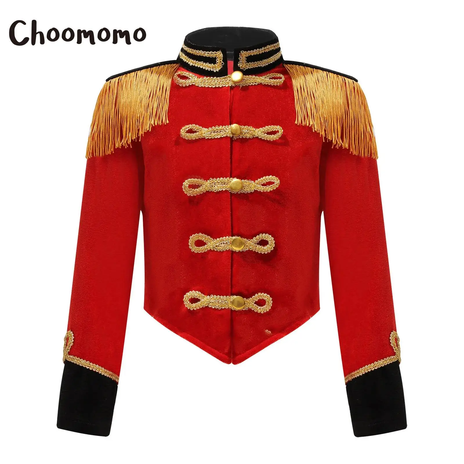 Kids Boys Girls Circus Ringmaster Costume Long Sleeve Fringe Tassel Coat Jacket for Lion Tamer Ringleader Halloween Dress Up