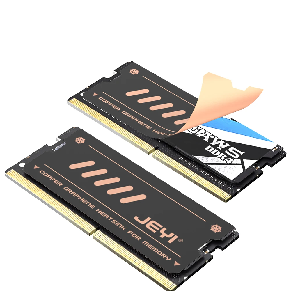 JEYI Dissipateur thermique RAM graphène-cuivre – Refroidissement double couche pour mémoire DDR5/DDR4/DDR3/DDR2, conception Ultra-mince 0,15 mm, ordinateur portable/ordinateur de bureau