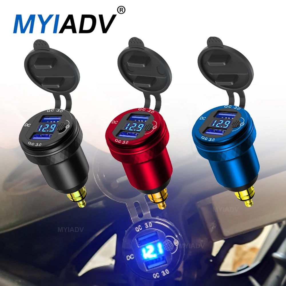 

Dual USB QC 3.0 Motorcycle Charger Power LED Adapter With Switch DIN Hella Socket For BMW R1250GS R1200GS ADV R1200RT F900XR