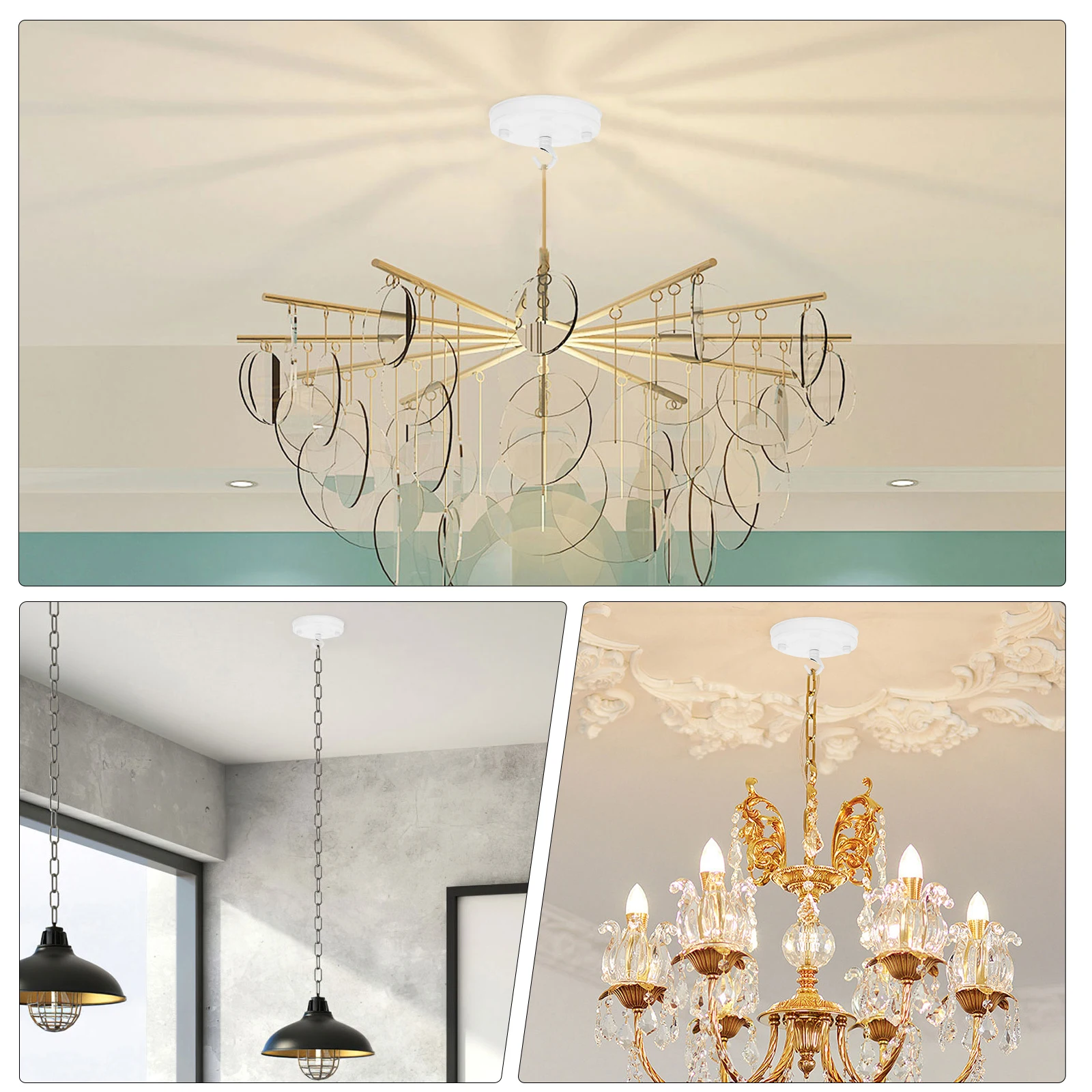 

2pcs Chandelier Accessories 110mm White Mounting Plate Canopy Kit Pendant Light Cover Ceiling Fixture Wrought Iron Durable Easy