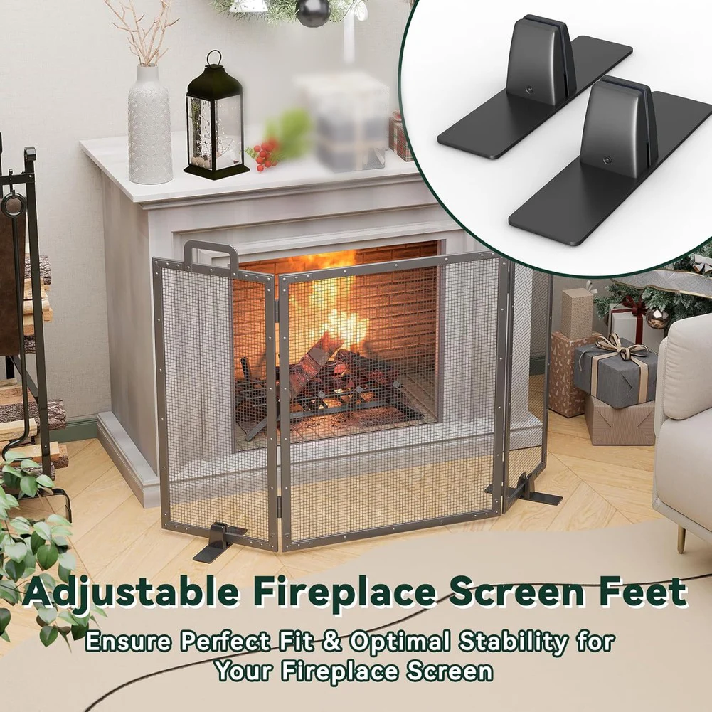 2pcs Fireplace Screen Stand Brackets Designed for Compatibility with Traditional and Modern Fireplace Glass Panel Types