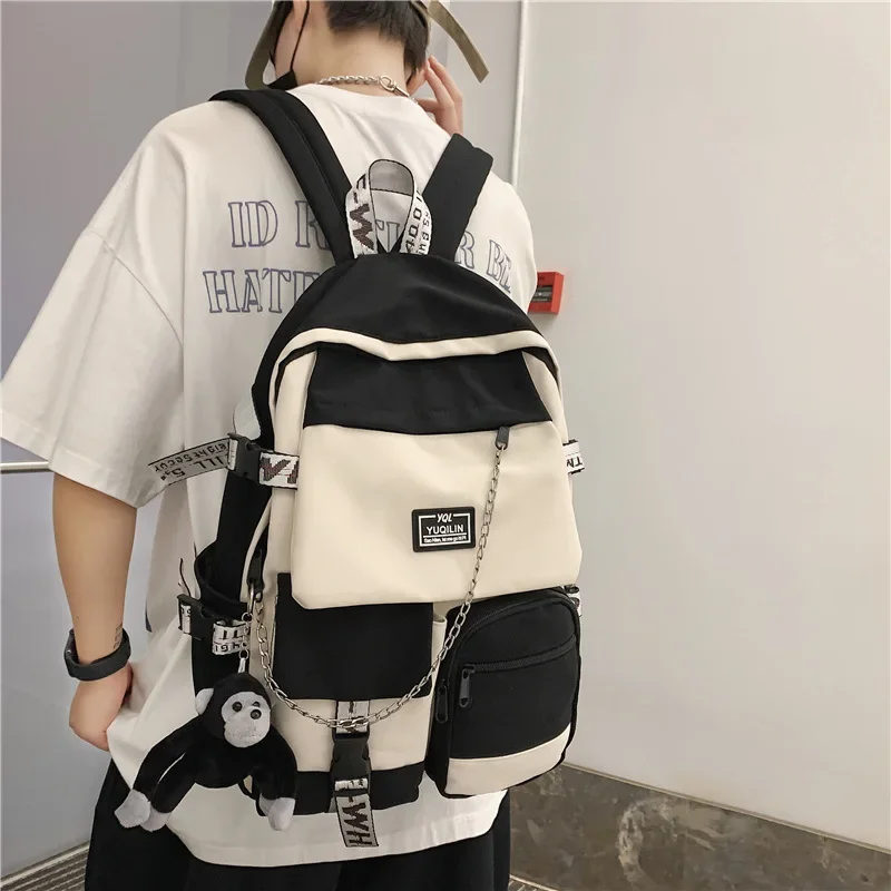 Fashion Boys Large-capacity School Bag New Korean Nylon Backpack Girls Computer Travel Leisure Street University Book Backpack