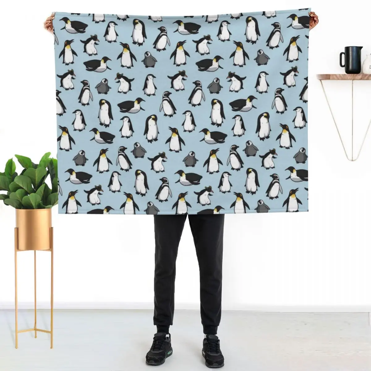 Cute Penguin Pattern Throw Blanket Fuzzy Plush Throw Blanket for Sofa Chair