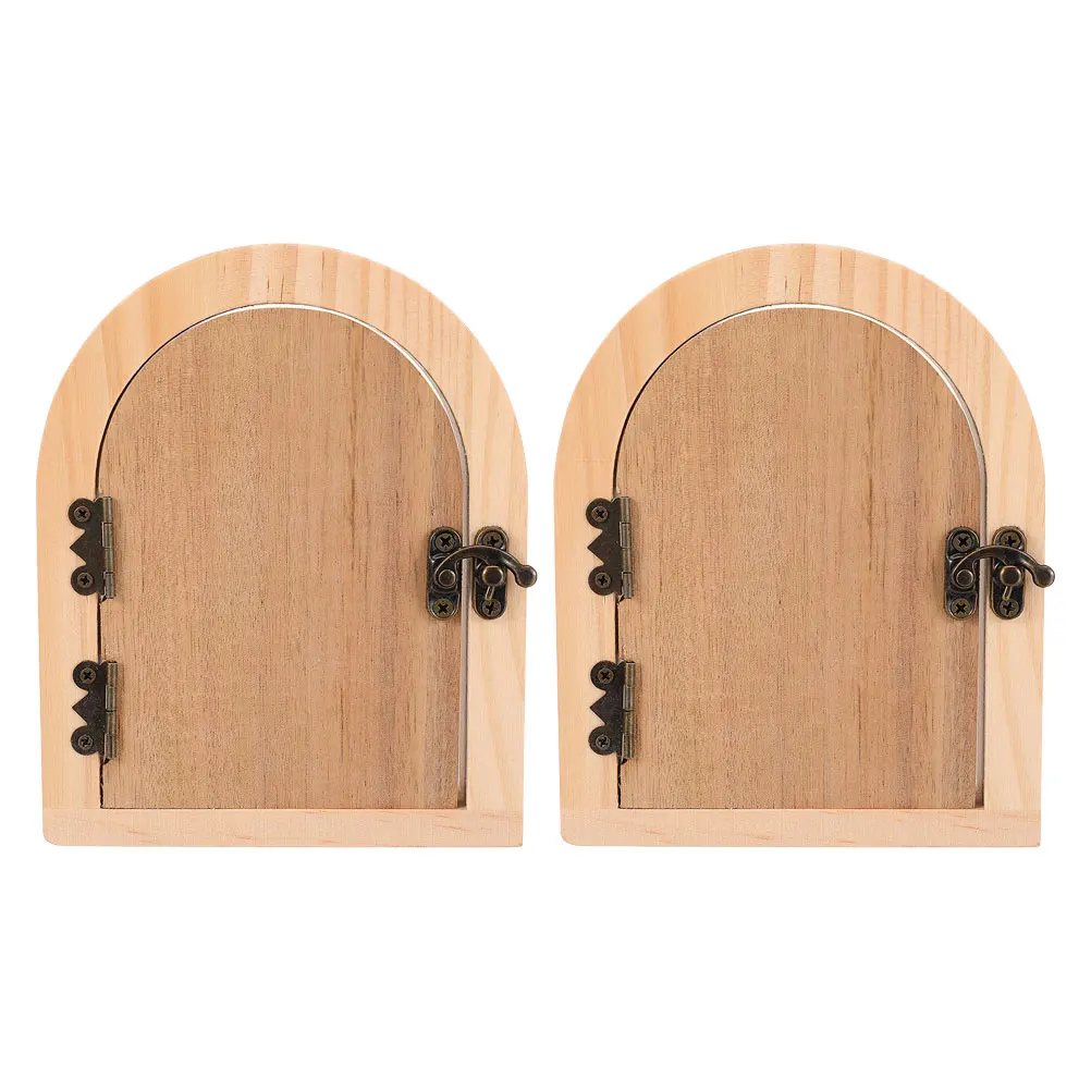 

2pcs Fairy Door Outlet Covers For Baby Proofing Wooden Child Safety Socket Plate Miniature Door Design Decorative Plug Protector