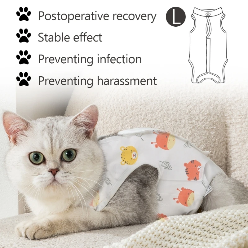 Pet After Surgeries Wear Elastic Soft Fabric Recovery Suit Protective Shirt for Kitten Cats Dropship