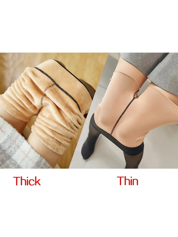 Women Plus Pantyhose Sexy Translucent Slim Elasticity Tights Woman Winter Fleece High Waist Tight Leggings Thin