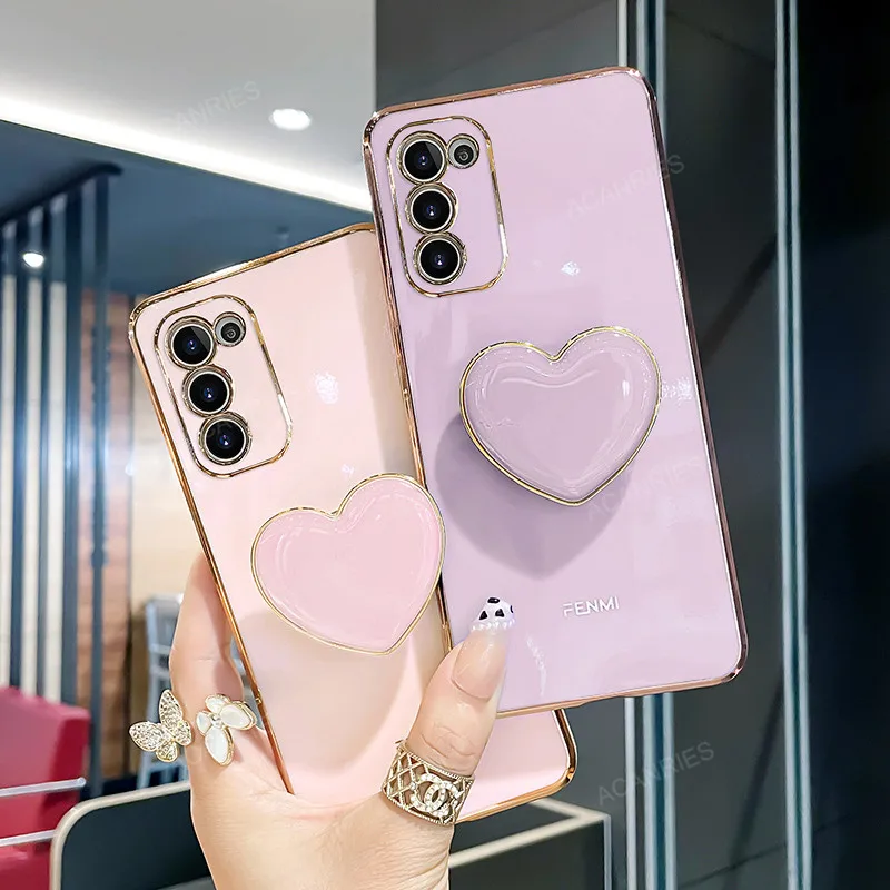 S 21 20 Plating Love Heart Etui na telefon do Samsung Galaxy S21 Plus Ultra S20 Fe 5g S22 S23 Luksusowe silikonowe etui na telefon S20fe